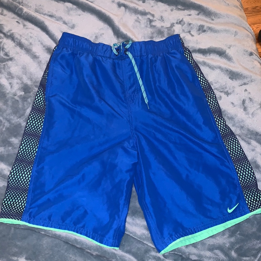 Men’s Large Blue Nike Swim Trunks Mesh Lined Shorts